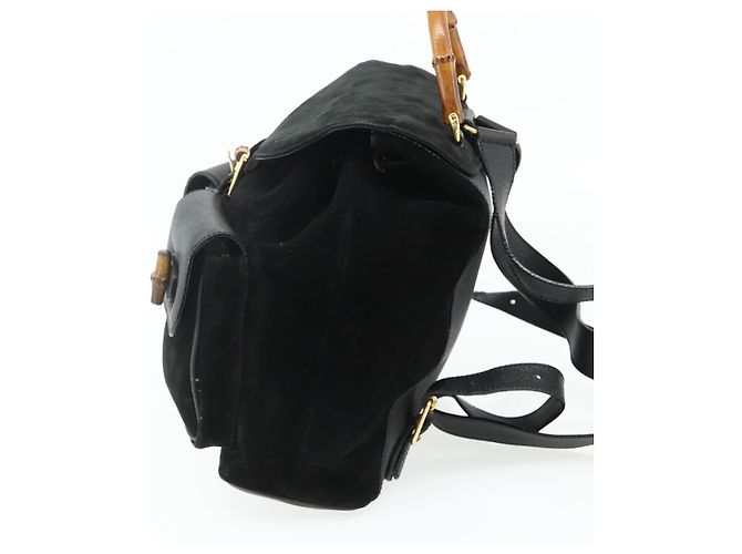 Gucci Vintage Bamboo Suede Medium Nero - vista 4