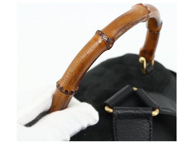 Gucci Vintage Bamboo Suede Medium Nero - vista 7