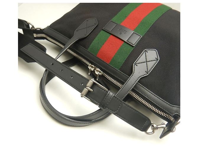 Borsa Tote Gucci Webbing Line Nero - vista 5