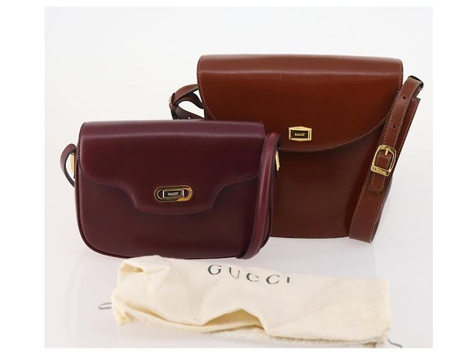Borsa a Spalla BALLY Pelle 2 Set Marrone Bordeaux Auth 176708 Bordò - vista 18