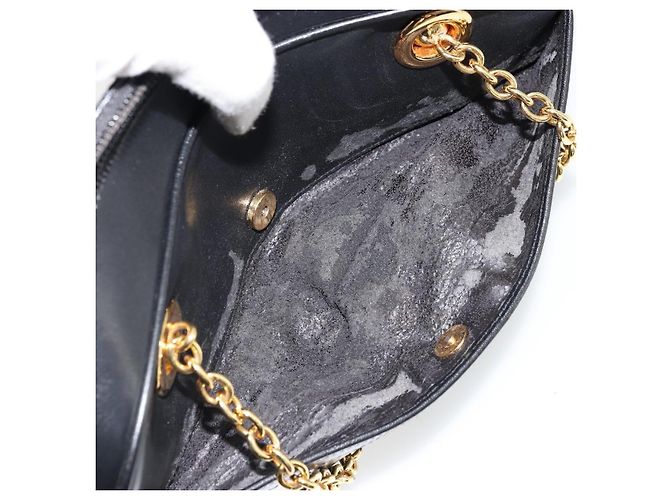Borsa a Spalla GUCCI Bamboo Chain in Pelle Nera e Oro Auth ep14306 Nero D'oro - vista 11
