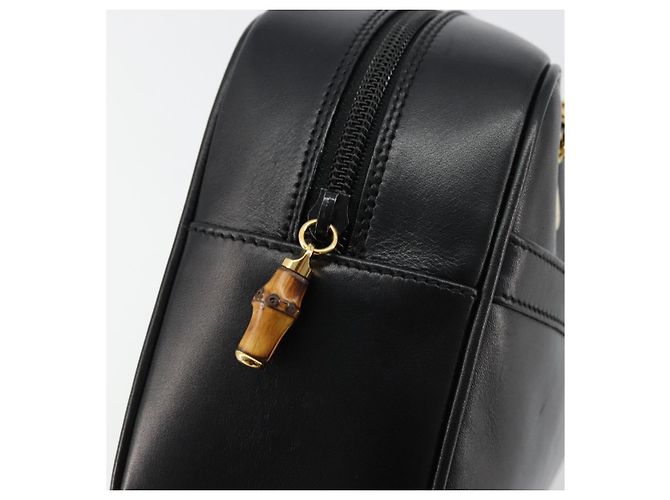 Borsa a Spalla GUCCI Bamboo Chain in Pelle Nera e Oro Auth ep14306 Nero D'oro - vista 17