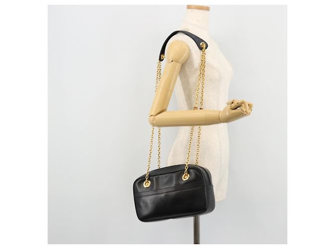 Borsa a Spalla GUCCI Bamboo Chain in Pelle Nera e Oro Auth ep14306 Nero D'oro - vista 23