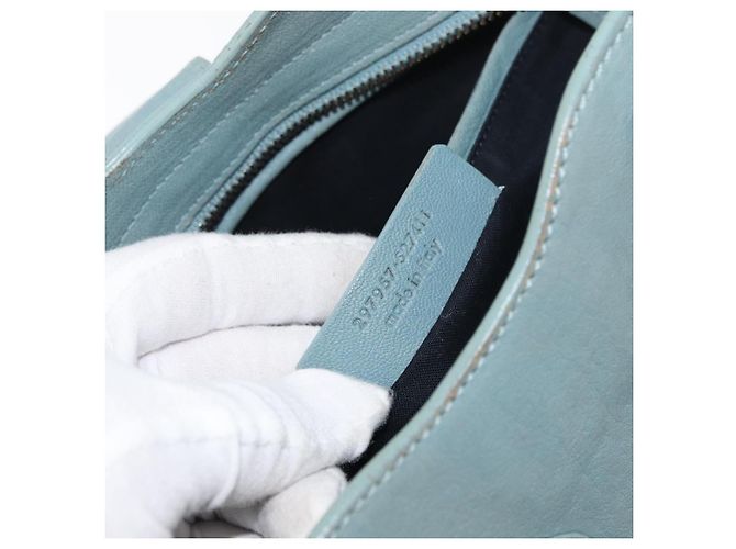 Borsa SAINT LAURENT Cavas Chic in pelle 2way Azzurro chiaro Oro Auth 178268 D'oro Blu chiaro - vista 12
