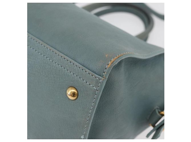 Borsa SAINT LAURENT Cavas Chic in pelle 2way Azzurro chiaro Oro Auth 178268 D'oro Blu chiaro - vista 16