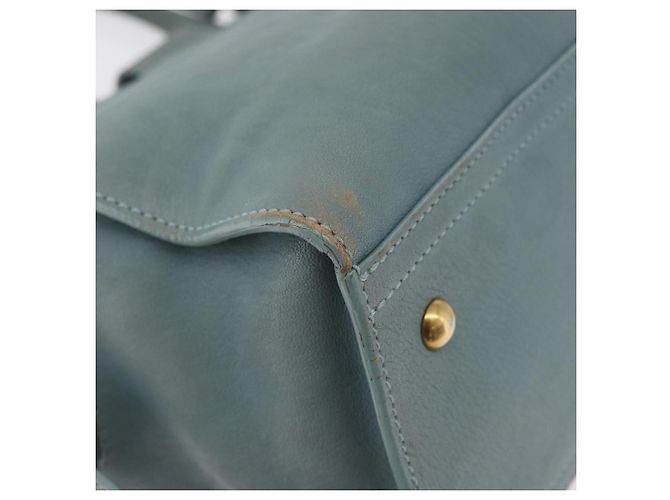 Borsa SAINT LAURENT Cavas Chic in pelle 2way Azzurro chiaro Oro Auth 178268 D'oro Blu chiaro - vista 17