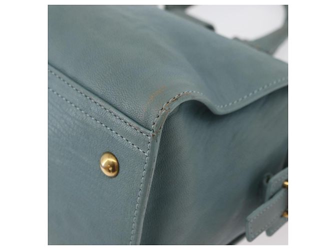 Borsa SAINT LAURENT Cavas Chic in pelle 2way Azzurro chiaro Oro Auth 178268 D'oro Blu chiaro - vista 18