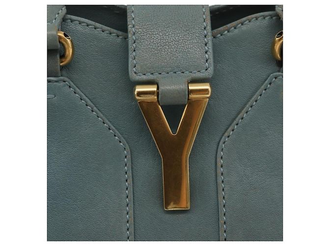 Borsa SAINT LAURENT Cavas Chic in pelle 2way Azzurro chiaro Oro Auth 178268 D'oro Blu chiaro - vista 19