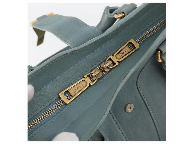 Borsa SAINT LAURENT Cavas Chic in pelle 2way Azzurro chiaro Oro Auth 178268 D'oro Blu chiaro - vista 20