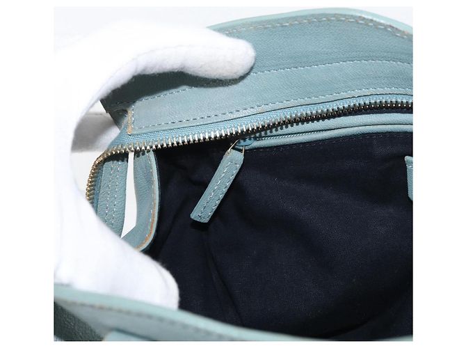 Borsa SAINT LAURENT Cavas Chic in pelle 2way Azzurro chiaro Oro Auth 178268 D'oro Blu chiaro - vista 24