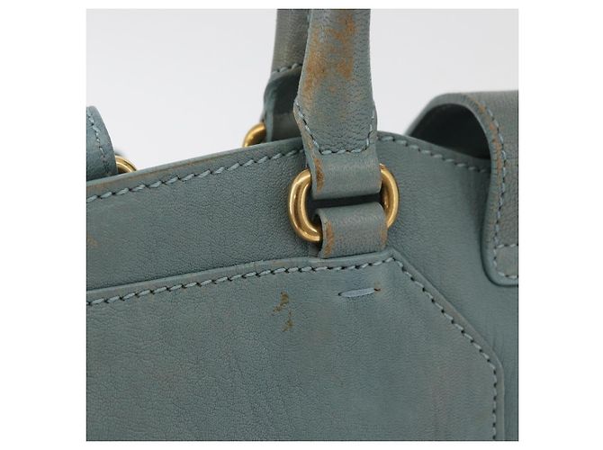 Borsa SAINT LAURENT Cavas Chic in pelle 2way Azzurro chiaro Oro Auth 178268 D'oro Blu chiaro - vista 3