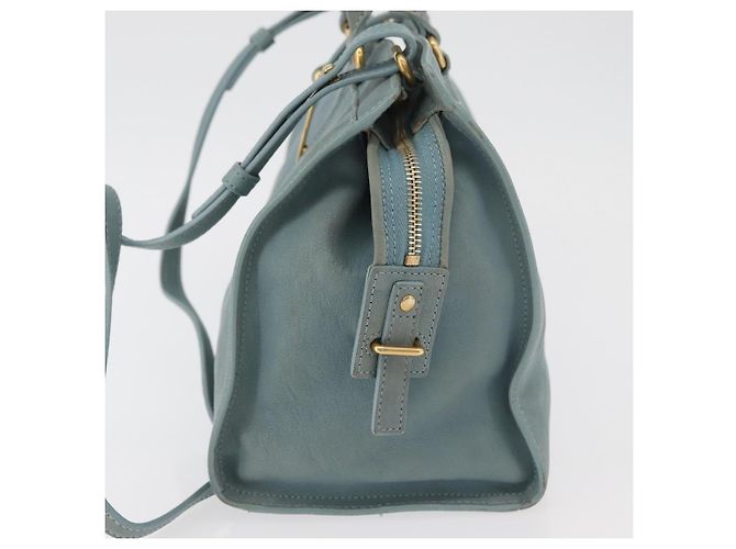 Borsa SAINT LAURENT Cavas Chic in pelle 2way Azzurro chiaro Oro Auth 178268 D'oro Blu chiaro - vista 4