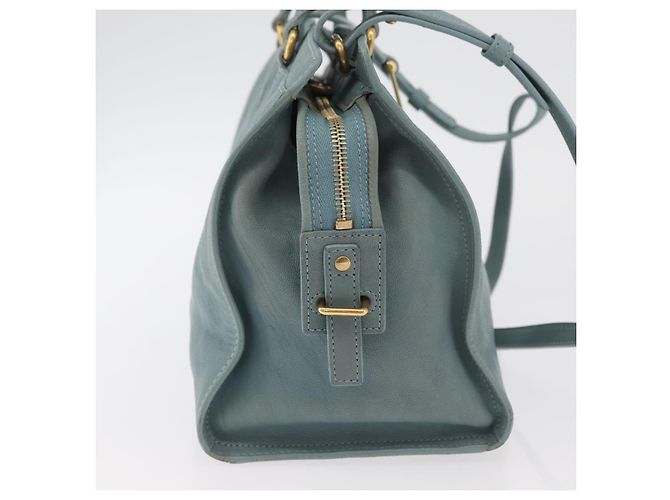Borsa SAINT LAURENT Cavas Chic in pelle 2way Azzurro chiaro Oro Auth 178268 D'oro Blu chiaro - vista 5