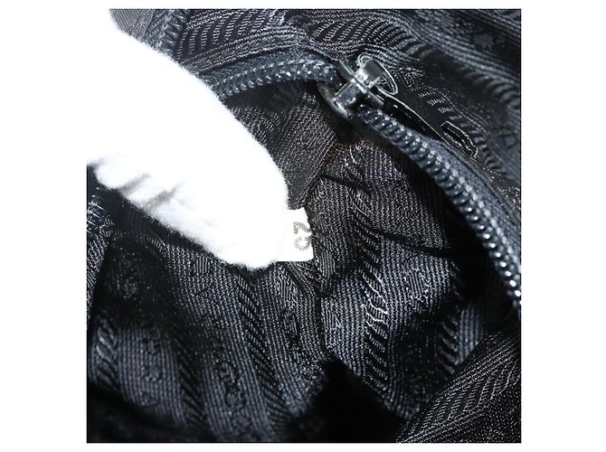 PRADA Boston Bag Nylon Schwarz Gold Auth 176251 Golden - Ansicht 12