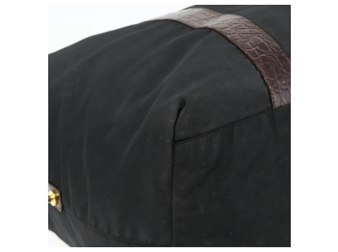 PRADA Boston Bag Nylon Schwarz Gold Auth 176251 Golden - Ansicht 14