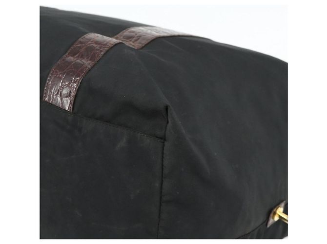 PRADA Boston Bag Nylon Schwarz Gold Auth 176251 Golden - Ansicht 15