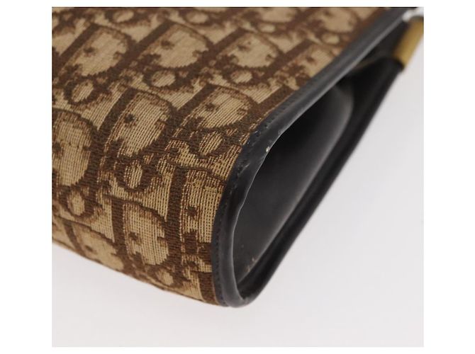 Borsa a Spalla Christian Dior Trotter Canvas Marrone Oro Auth 178153 D'oro - vista 14
