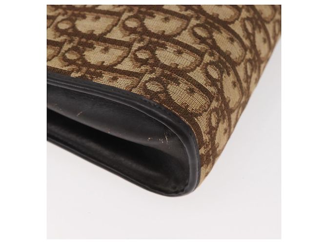 Borsa a Spalla Christian Dior Trotter Canvas Marrone Oro Auth 178153 D'oro - vista 15