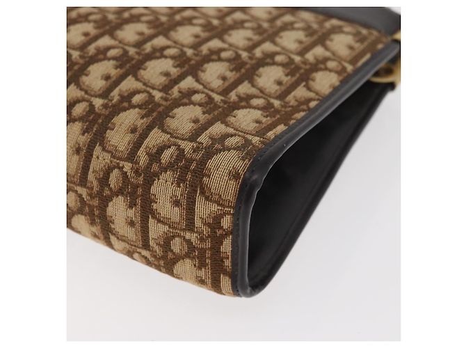 Borsa a Spalla Christian Dior Trotter Canvas Marrone Oro Auth 178153 D'oro - vista 16
