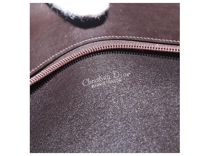 Borsa a Spalla Christian Dior Trotter Canvas Marrone Oro Auth 178153 D'oro - vista 17