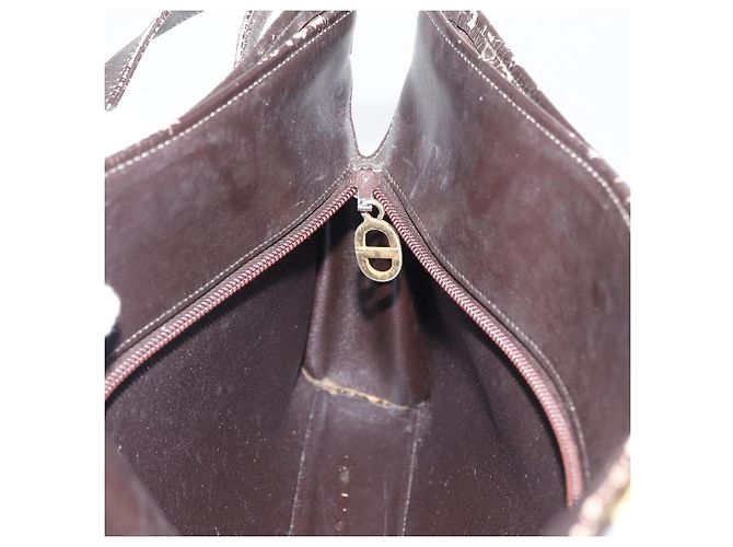 Borsa a Spalla Christian Dior Trotter Canvas Marrone Oro Auth 178153 D'oro - vista 18