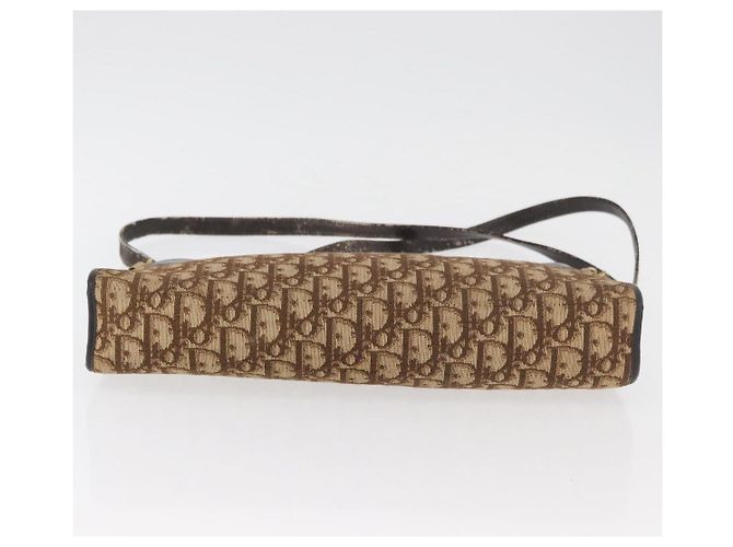 Borsa a Spalla Christian Dior Trotter Canvas Marrone Oro Auth 178153 D'oro - vista 5