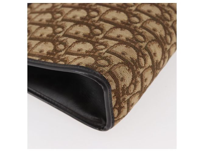Borsa a Spalla Christian Dior Trotter Canvas Marrone Oro Auth 178153 D'oro - vista 9