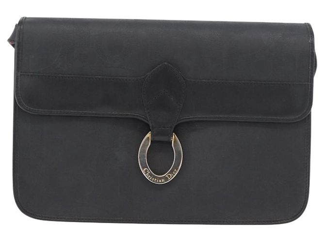 Borsa a Spalla Christian Dior Trotter Canvas PVC Nero Oro Auth 178171 D'oro - vista 13
