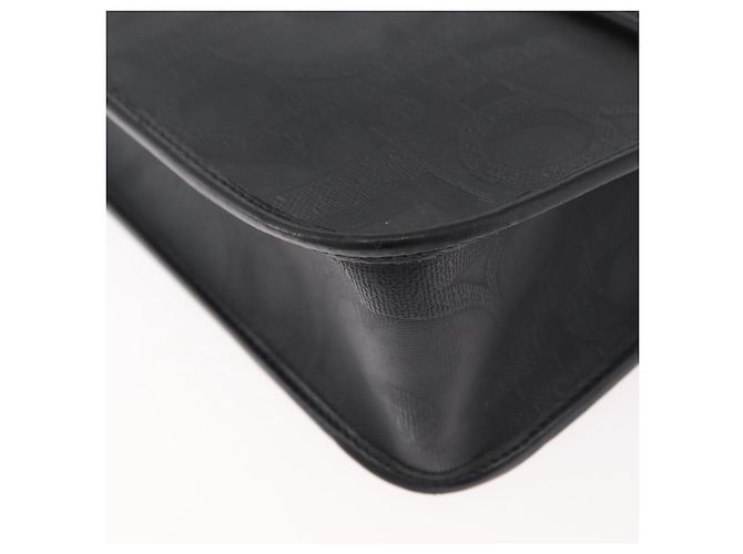 Borsa a Spalla Christian Dior Trotter Canvas PVC Nero Oro Auth 178171 D'oro - vista 14