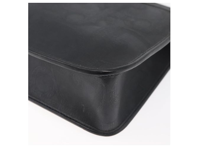Borsa a Spalla Christian Dior Trotter Canvas PVC Nero Oro Auth 178171 D'oro - vista 16