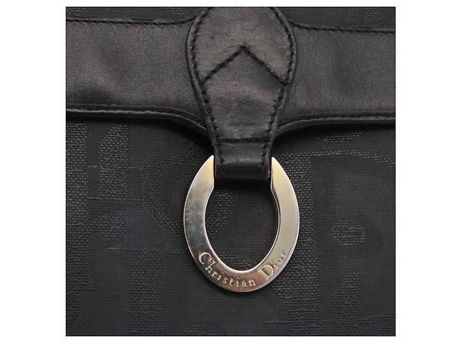 Borsa a Spalla Christian Dior Trotter Canvas PVC Nero Oro Auth 178171 D'oro - vista 17