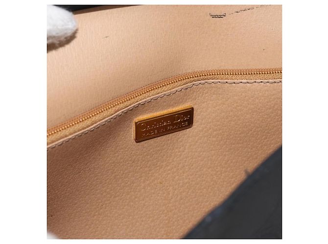 Borsa a Spalla Christian Dior Trotter Canvas PVC Nero Oro Auth 178171 D'oro - vista 19