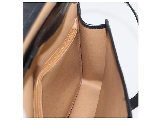 Borsa a Spalla Christian Dior Trotter Canvas PVC Nero Oro Auth 178171 D'oro - vista 20