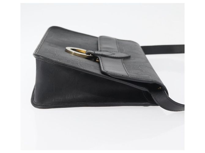 Borsa a Spalla Christian Dior Trotter Canvas PVC Nero Oro Auth 178171 D'oro - vista 3