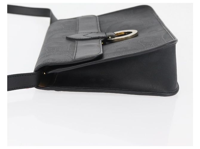 Borsa a Spalla Christian Dior Trotter Canvas PVC Nero Oro Auth 178171 D'oro - vista 4