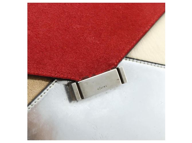 Céline CELINE Schultertasche Leder Rot Silber Authentisch 177971 - Ansicht 10