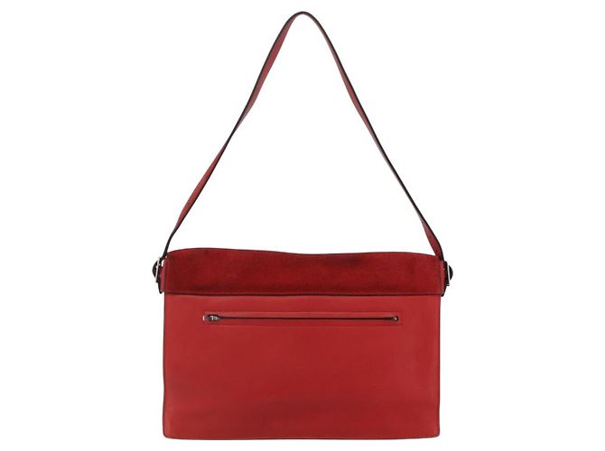 Céline CELINE Schultertasche Leder Rot Silber Authentisch 177971 - Ansicht 2