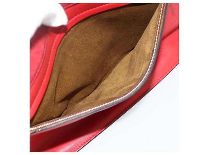 Céline CELINE Schultertasche Leder Rot Silber Authentisch 177971 - Ansicht 22