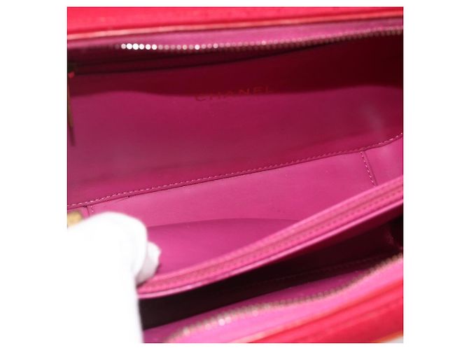 Borsa a tracolla vanity CHANEL CC Filigree Chain in cotone Rosa Oro CC Auth 177990 D'oro - vista 11