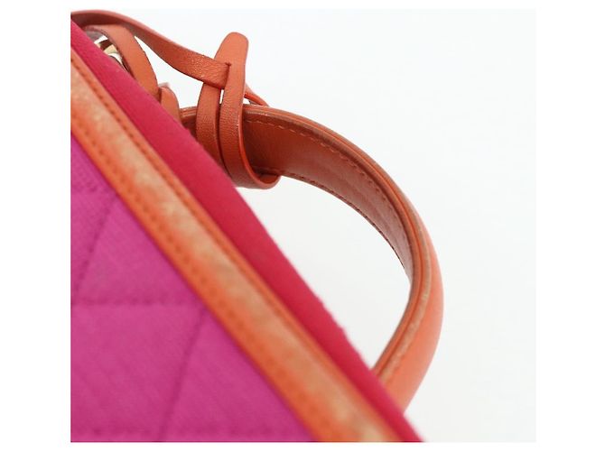 Borsa a tracolla vanity CHANEL CC Filigree Chain in cotone Rosa Oro CC Auth 177990 D'oro - vista 14