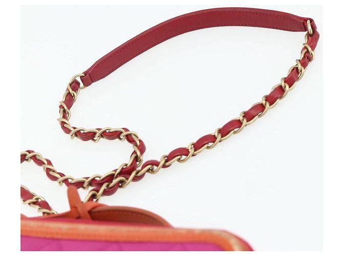 Borsa a tracolla vanity CHANEL CC Filigree Chain in cotone Rosa Oro CC Auth 177990 D'oro - vista 15