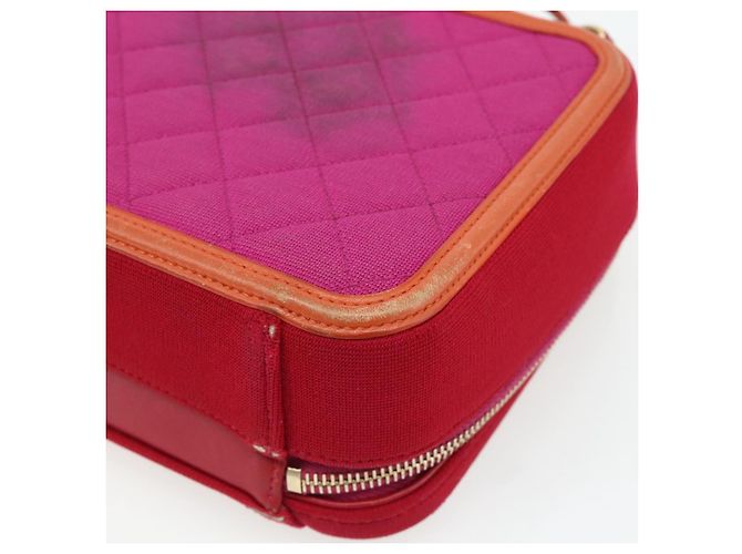 Borsa a tracolla vanity CHANEL CC Filigree Chain in cotone Rosa Oro CC Auth 177990 D'oro - vista 17