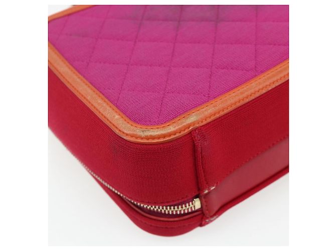 Borsa a tracolla vanity CHANEL CC Filigree Chain in cotone Rosa Oro CC Auth 177990 D'oro - vista 18