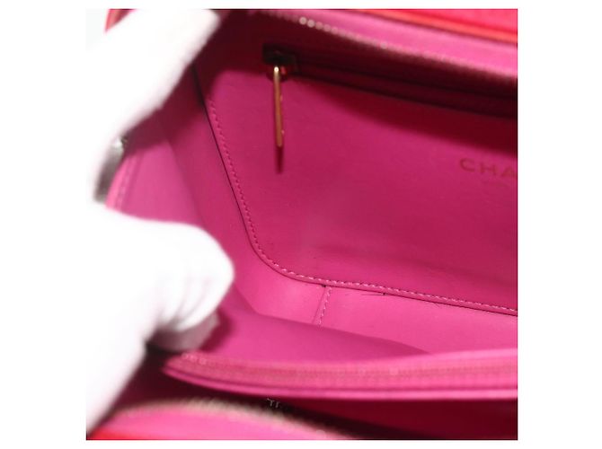 Borsa a tracolla vanity CHANEL CC Filigree Chain in cotone Rosa Oro CC Auth 177990 D'oro - vista 21