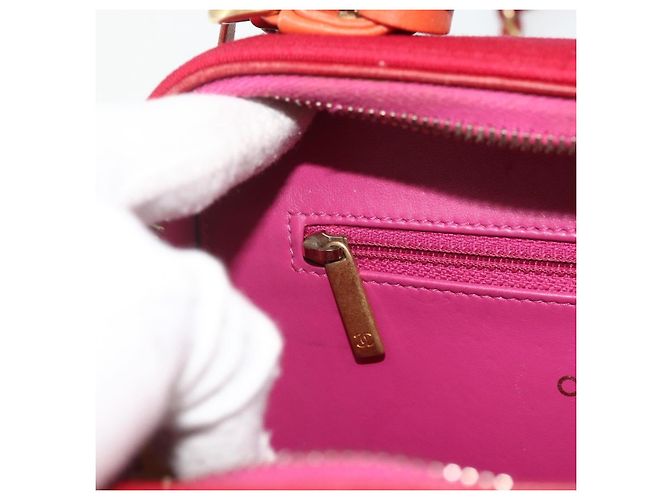 Borsa a tracolla vanity CHANEL CC Filigree Chain in cotone Rosa Oro CC Auth 177990 D'oro - vista 22