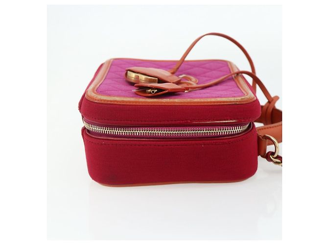 Borsa a tracolla vanity CHANEL CC Filigree Chain in cotone Rosa Oro CC Auth 177990 D'oro - vista 4