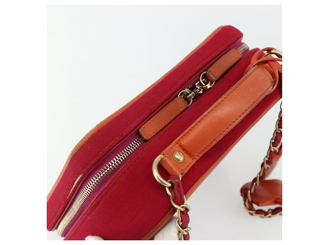 Borsa a tracolla vanity CHANEL CC Filigree Chain in cotone Rosa Oro CC Auth 177990 D'oro - vista 6