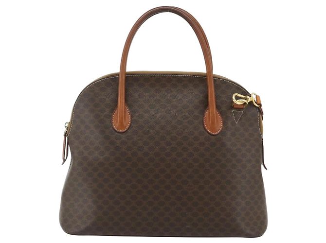 Céline Bolso CELINE Macadam Canvas PVC Cuero 2way Marrón Oro Auth 178176 Castaño Dorado - vue 13
