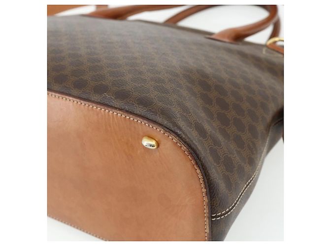 Céline Bolso CELINE Macadam Canvas PVC Cuero 2way Marrón Oro Auth 178176 Castaño Dorado - vue 18