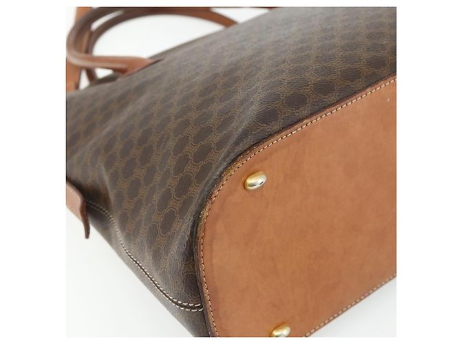 Céline Bolso CELINE Macadam Canvas PVC Cuero 2way Marrón Oro Auth 178176 Castaño Dorado - vue 19